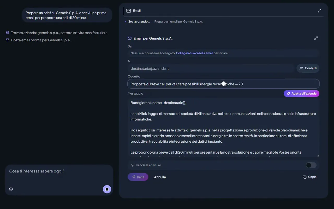An email draft ready for approval, with Send and Cancel